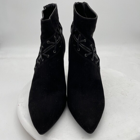 Guess Ankle Boots Womens Size 9.5 Black Suede Zip Up 4" High Heels - Picture 3 of 11